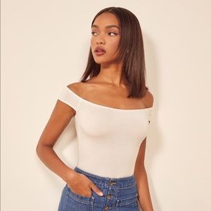 REFORMATION Elsa Off Shoulder Bodysuit XL